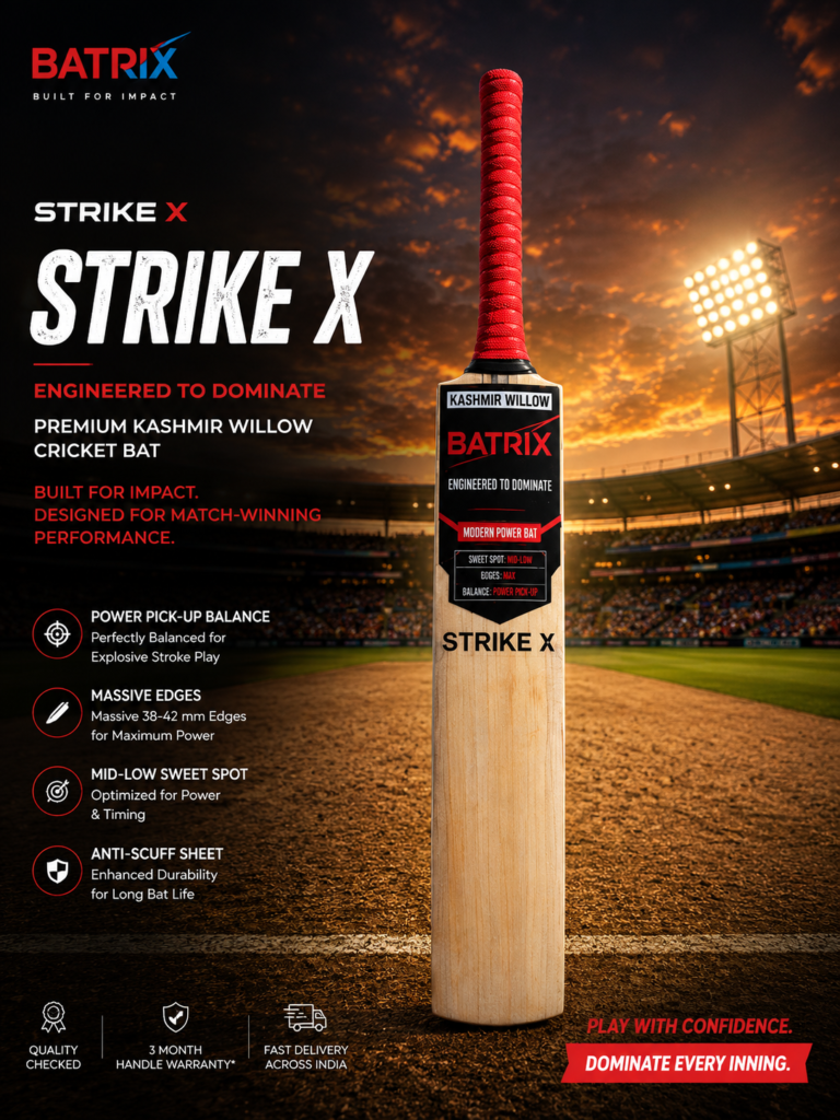 BATRIX Strike X Premium Kashmir Willow Cricket Bat