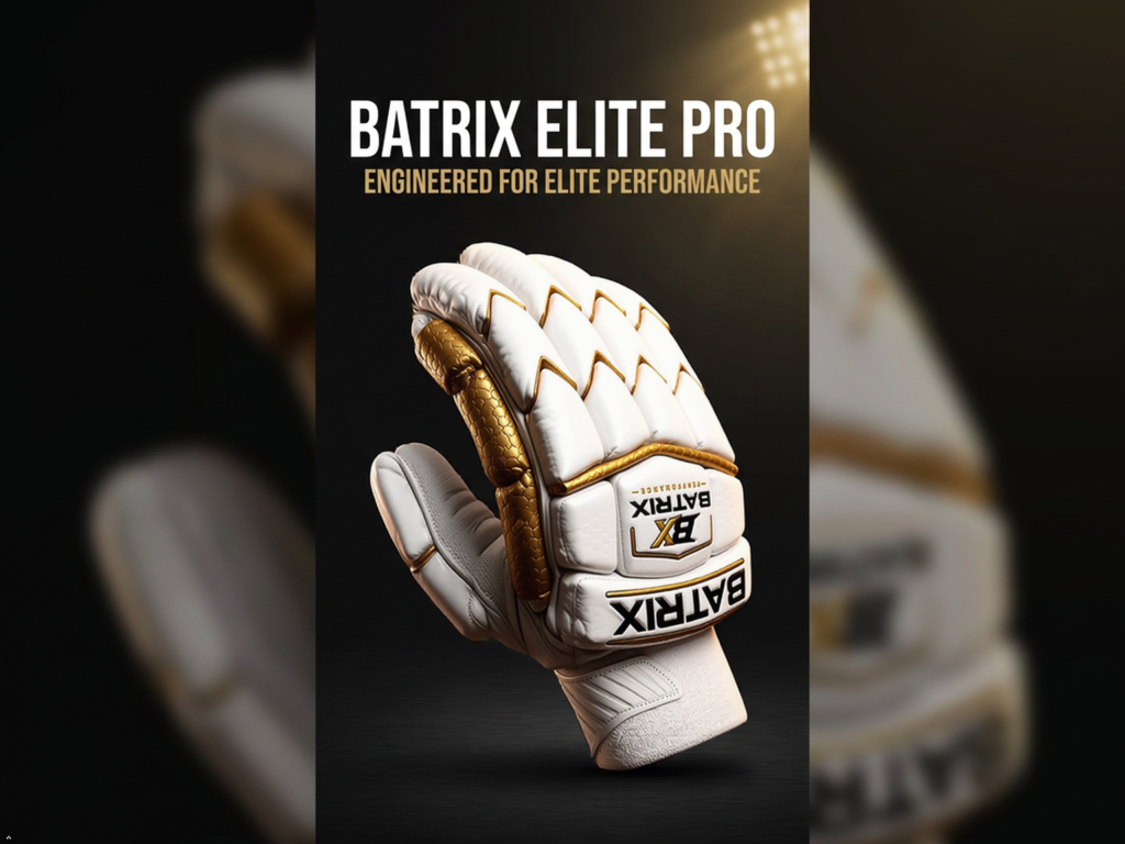 BATRIX ELITE PRO WHITE GOLD CRICKET BATTING GLOVES