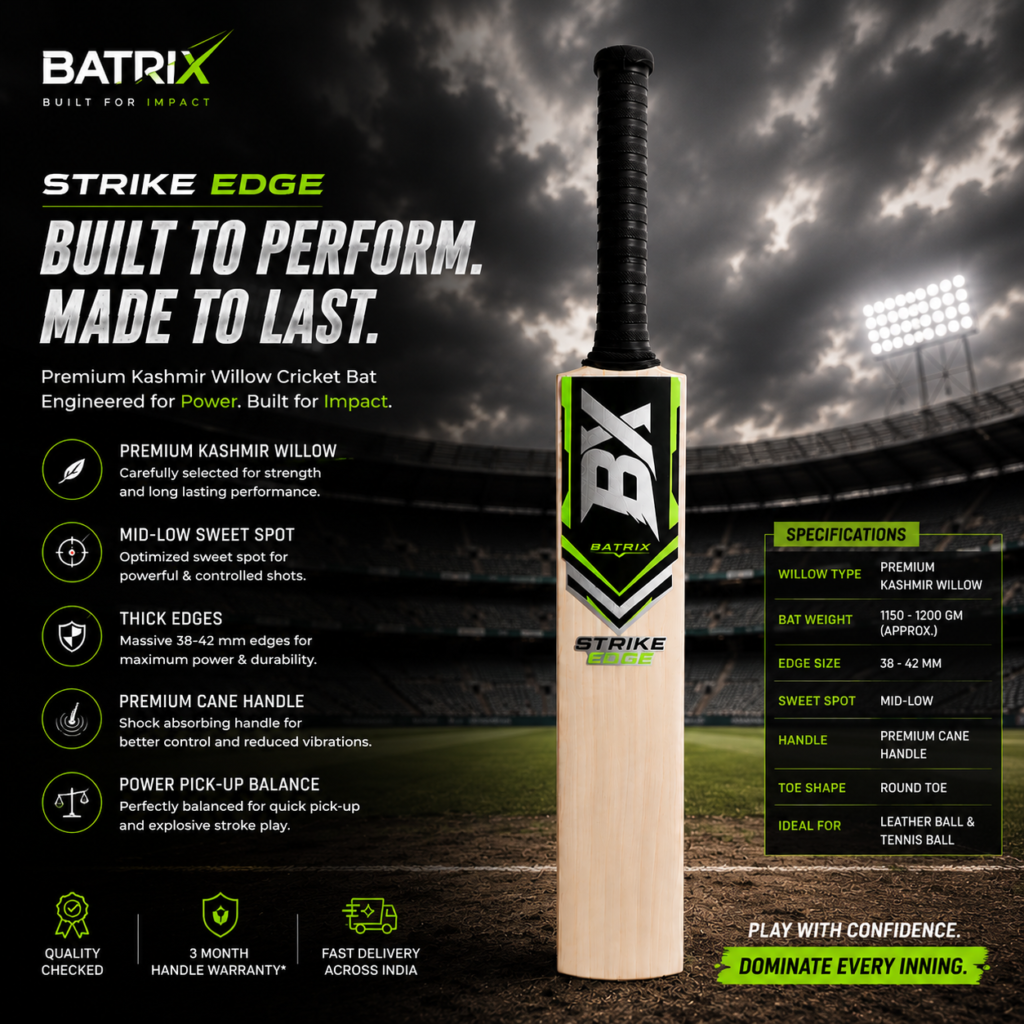 BATRIX Strike Edge – Premium Kashmir Willow Cricket Bat