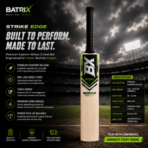 BATRIX Strike Edge – Premium Kashmir Willow Cricket Bat
