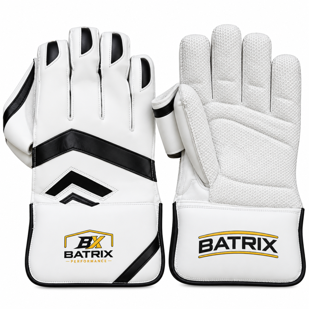 BATRIX VANGUARD Professional Leather Wicket-Keeping Gloves for Men | Octopus Rubber Palm Grip | Padded Towel-Lined Cuffs | For Leather Ball Cricket